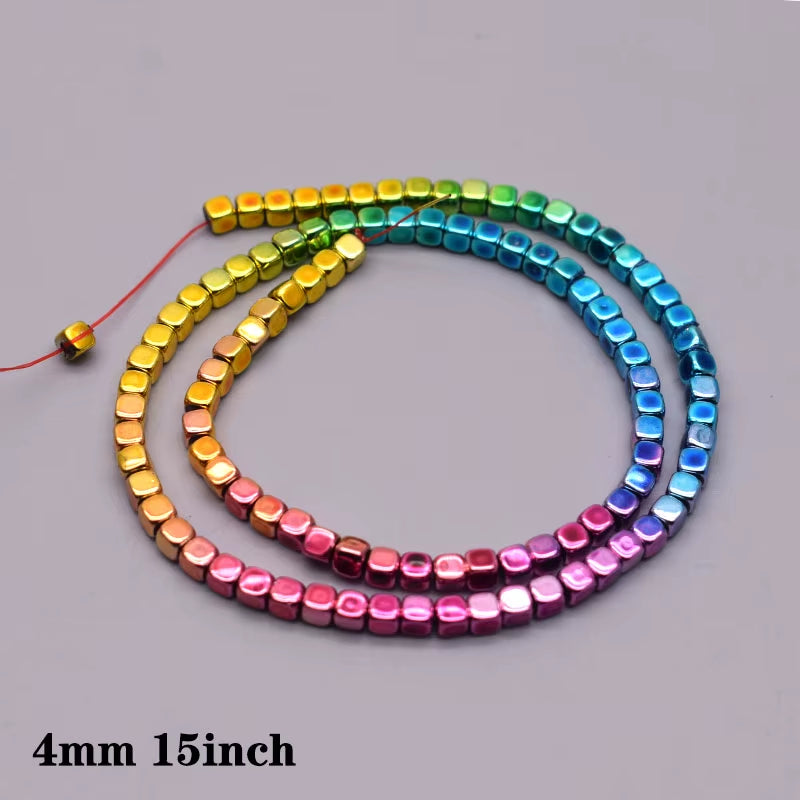 Gradual Change Rainbow Natural Stone Hematite Beads Star Arrow Heart round Loose Spacer Beads for Jewelry Making DIY Bracelet