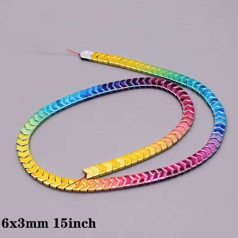 Gradual Change Rainbow Natural Stone Hematite Beads Star Arrow Heart round Loose Spacer Beads for Jewelry Making DIY Bracelet
