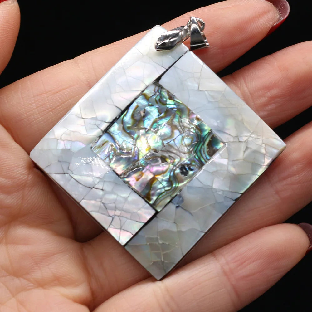 Natural Shell Pendant Mother of Pearl Splicing Abalone Shell Exquisite Charms for Jewelry Making DIY Necklace Accessories
