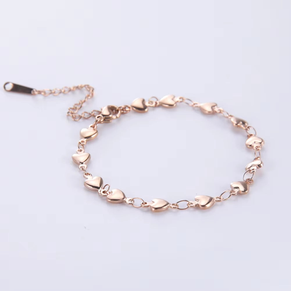 Fashion Heart Chain Foot Anklet for Women Girl Stainless Steel Beach Leg Ankle Bracelet Unfading Jewelry Best Friend Gift