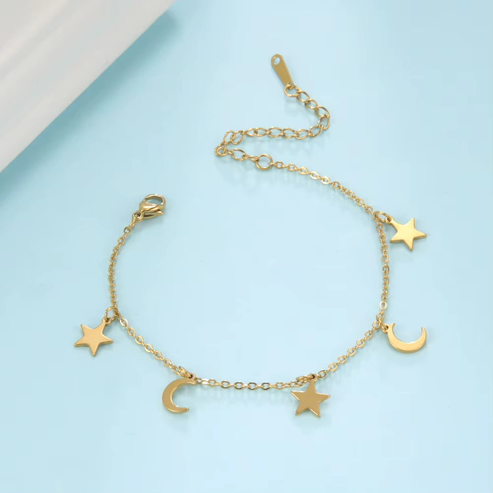 Bohemia Heart Crystal Leg Ankle Bracelet Gold Color Stainless Steel Beach Foot Chain Anklet Jewelry Gift for Women Girls