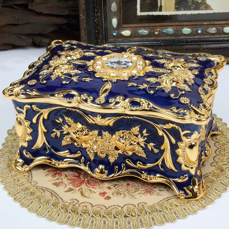 Big Enamel Diamond-Studded Jewelry Box European Gift Storage Case Home Decoration Organizer Ring Earrings Necklace Casket Chest