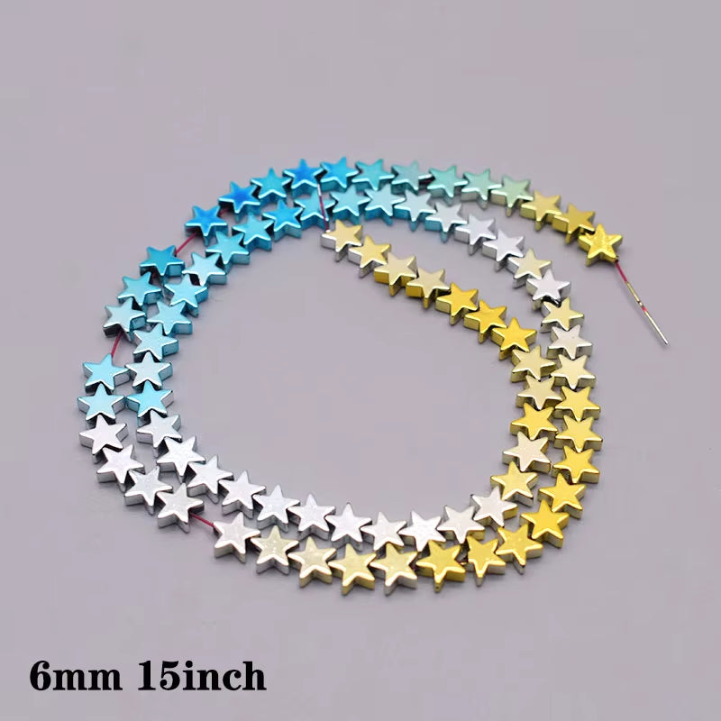 Gradual Change Rainbow Natural Stone Hematite Beads Star Arrow Heart round Loose Spacer Beads for Jewelry Making DIY Bracelet