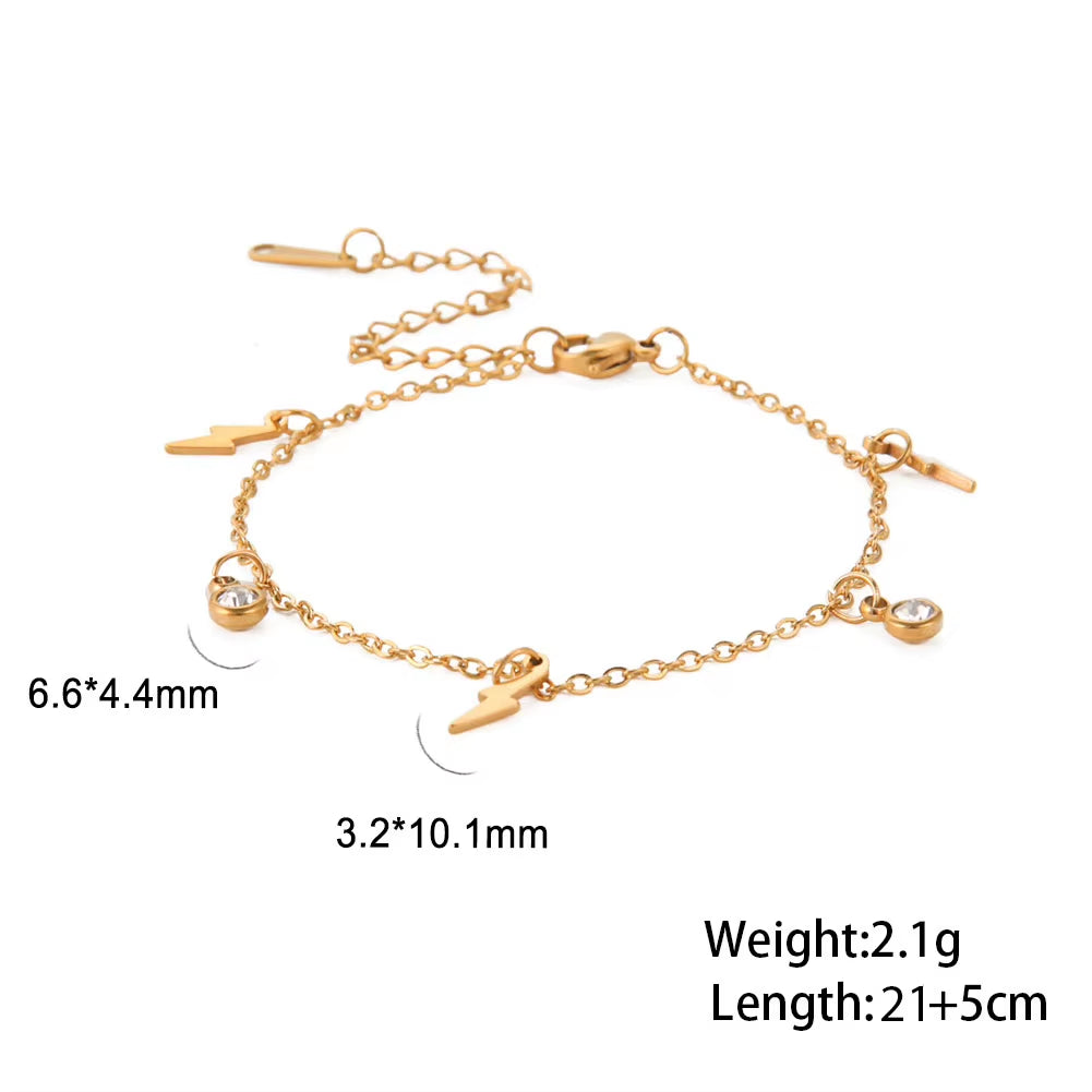 Bohemia Heart Crystal Leg Ankle Bracelet Gold Color Stainless Steel Beach Foot Chain Anklet Jewelry Gift for Women Girls