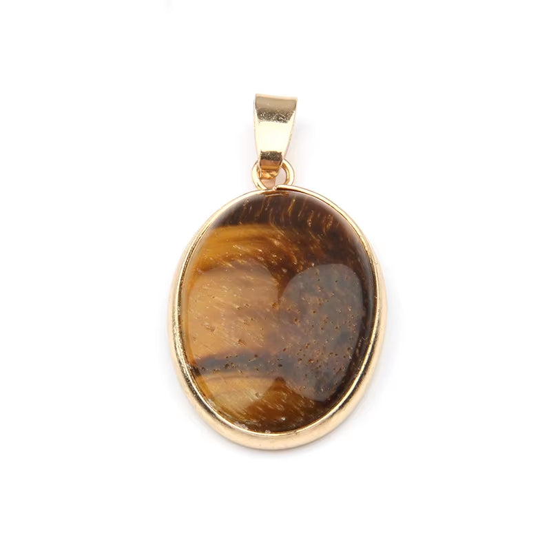 Natural Stone Agates Pendant Oval Shape Pendants for Jewelry Making DIY Necklace Accessories Size 3.6*1.9*0.7Cm