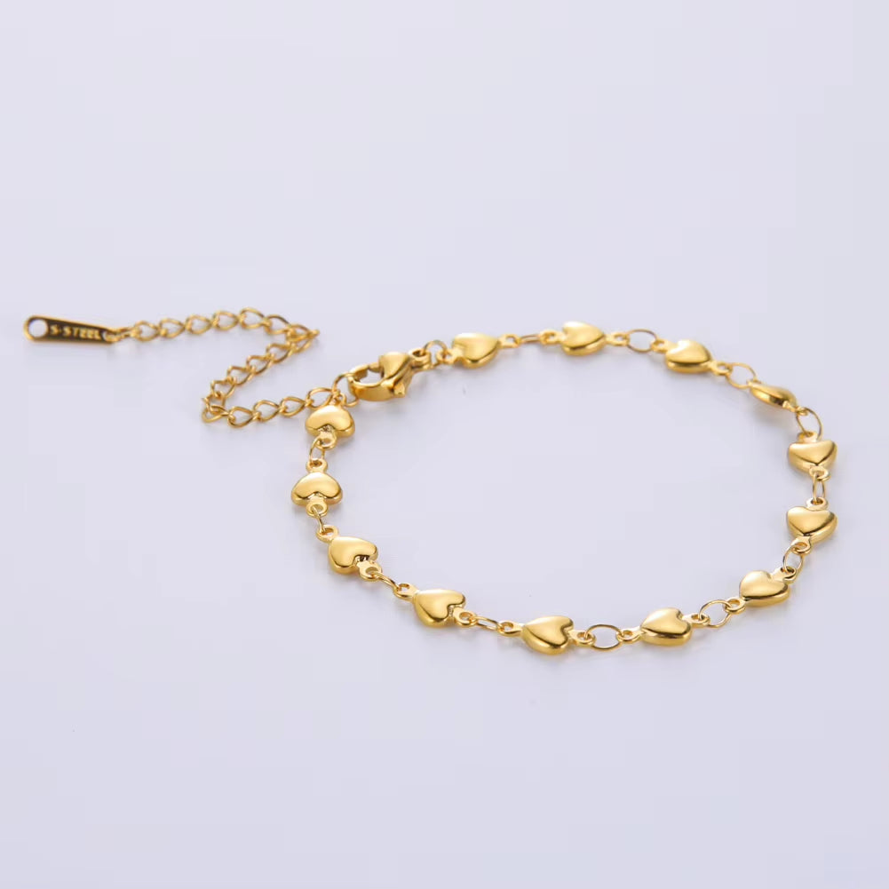Fashion Heart Chain Foot Anklet for Women Girl Stainless Steel Beach Leg Ankle Bracelet Unfading Jewelry Best Friend Gift