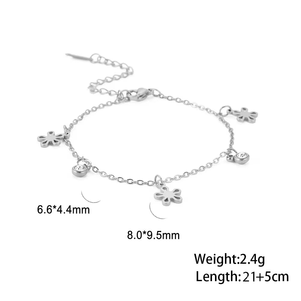 Bohemia Heart Crystal Leg Ankle Bracelet Gold Color Stainless Steel Beach Foot Chain Anklet Jewelry Gift for Women Girls
