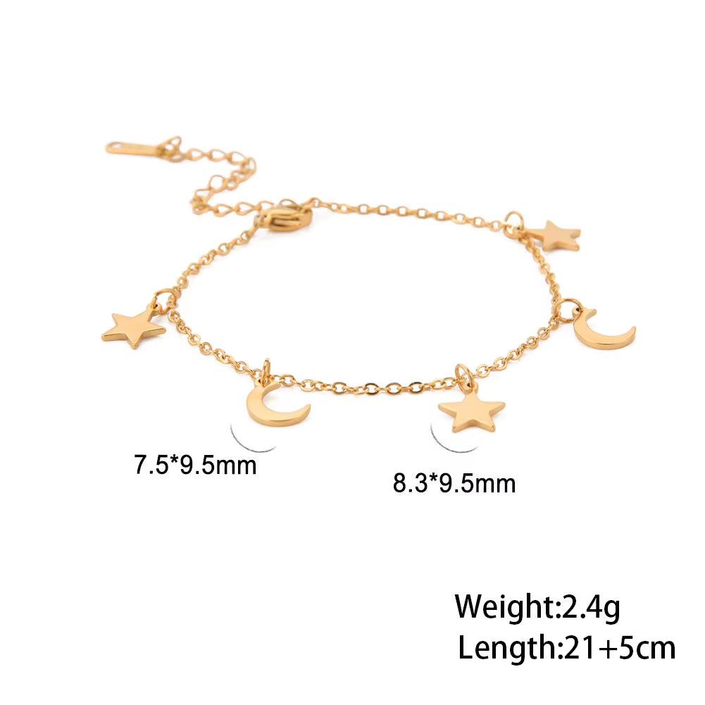 Bohemia Heart Crystal Leg Ankle Bracelet Gold Color Stainless Steel Beach Foot Chain Anklet Jewelry Gift for Women Girls