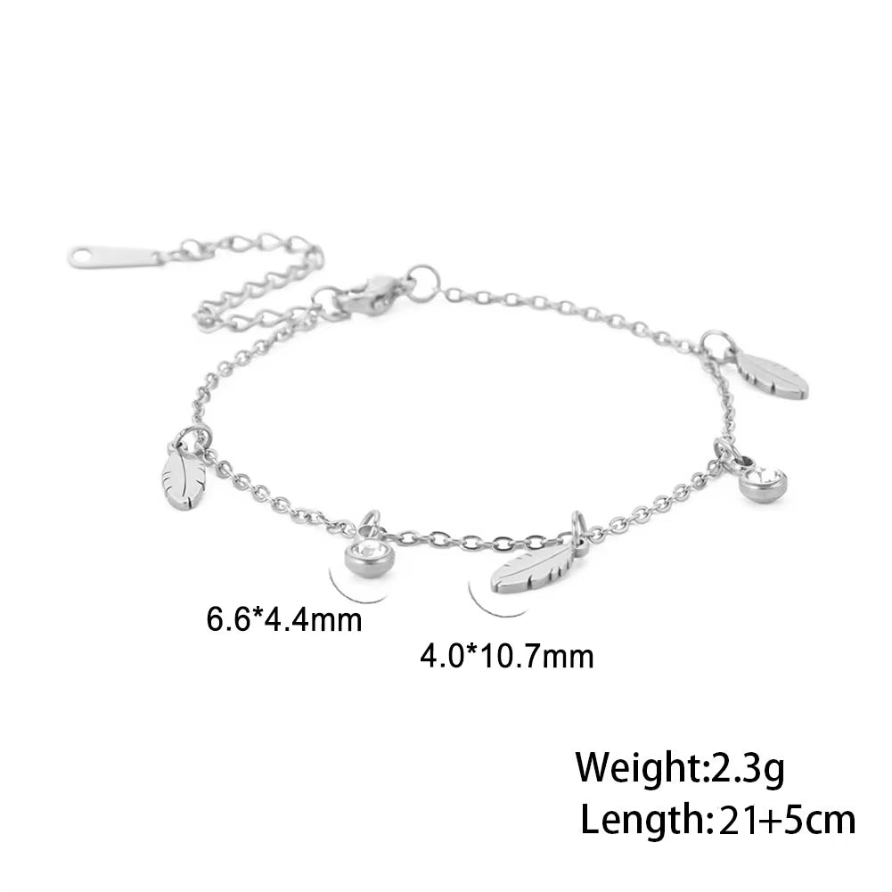 Bohemia Heart Crystal Leg Ankle Bracelet Gold Color Stainless Steel Beach Foot Chain Anklet Jewelry Gift for Women Girls