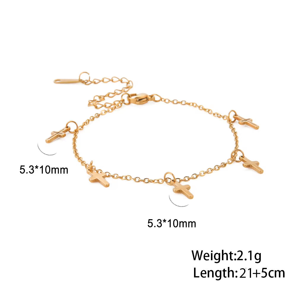 Bohemia Heart Crystal Leg Ankle Bracelet Gold Color Stainless Steel Beach Foot Chain Anklet Jewelry Gift for Women Girls