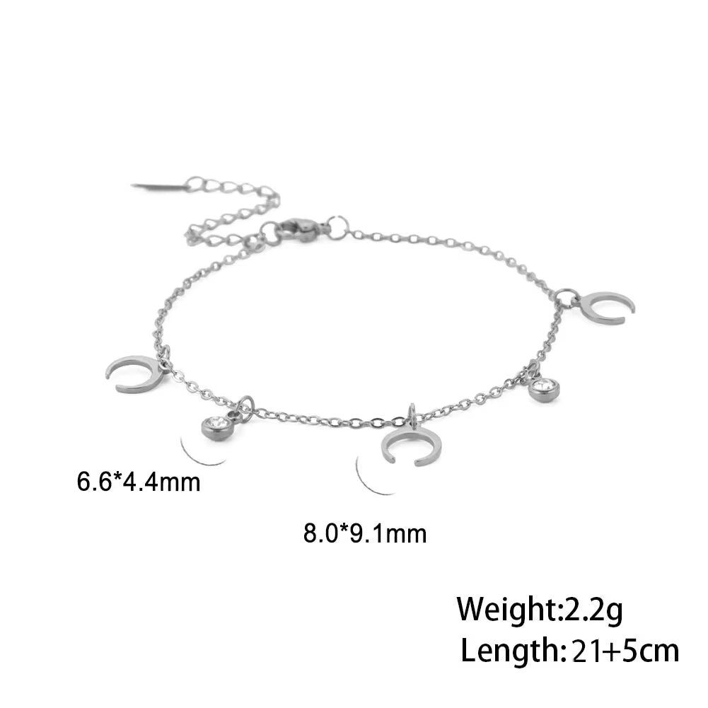 Bohemia Heart Crystal Leg Ankle Bracelet Gold Color Stainless Steel Beach Foot Chain Anklet Jewelry Gift for Women Girls