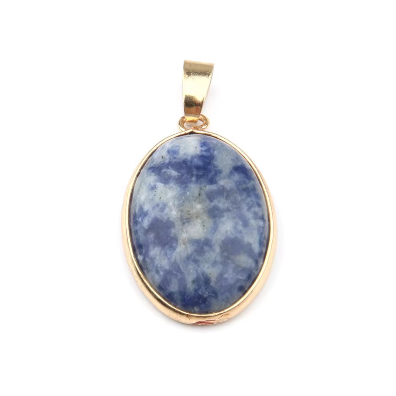 Natural Stone Agates Pendant Oval Shape Pendants for Jewelry Making DIY Necklace Accessories Size 3.6*1.9*0.7Cm