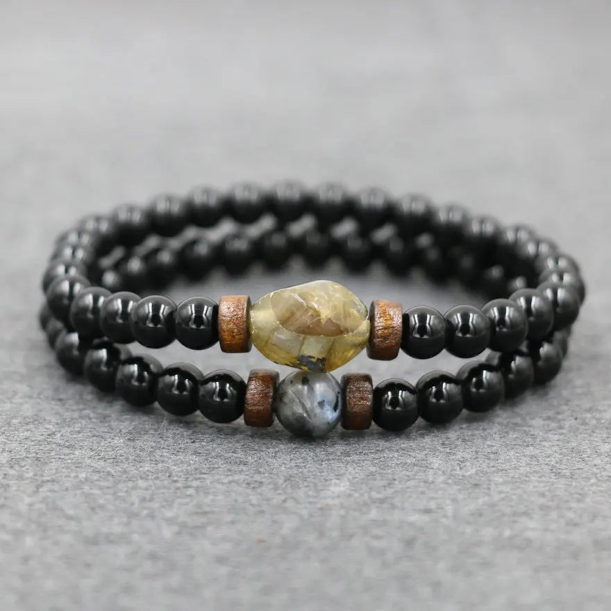 Trend Men'S Bracelet Lava Stone Labradorite Moonstone Beads Bracelet Chakra Yoga Wood Bead Bracelet for Men Jewelry Bileklik