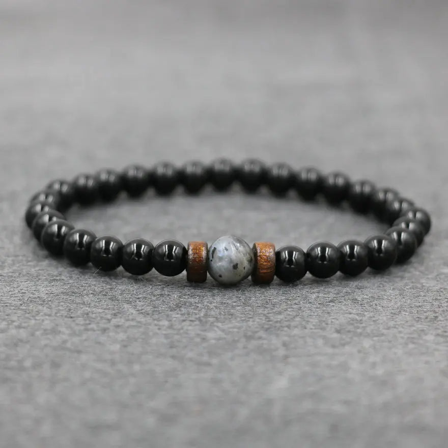 Trend Men'S Bracelet Lava Stone Labradorite Moonstone Beads Bracelet Chakra Yoga Wood Bead Bracelet for Men Jewelry Bileklik