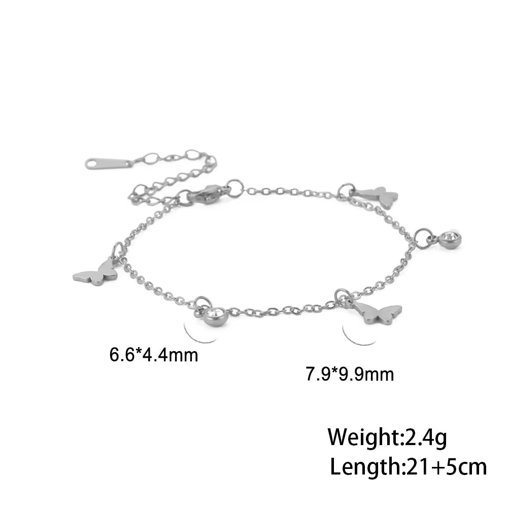 Bohemia Heart Crystal Leg Ankle Bracelet Gold Color Stainless Steel Beach Foot Chain Anklet Jewelry Gift for Women Girls