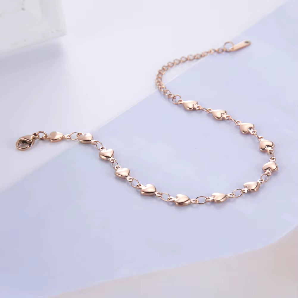 Fashion Heart Chain Foot Anklet for Women Girl Stainless Steel Beach Leg Ankle Bracelet Unfading Jewelry Best Friend Gift
