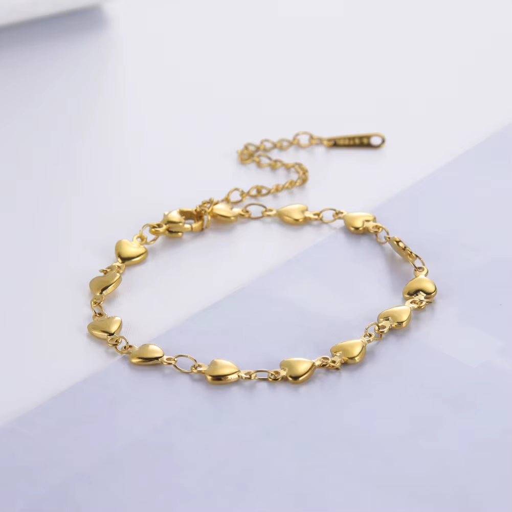 Fashion Heart Chain Foot Anklet for Women Girl Stainless Steel Beach Leg Ankle Bracelet Unfading Jewelry Best Friend Gift
