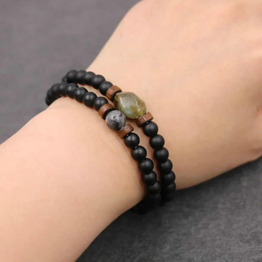 Trend Men'S Bracelet Lava Stone Labradorite Moonstone Beads Bracelet Chakra Yoga Wood Bead Bracelet for Men Jewelry Bileklik