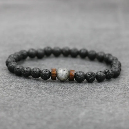 Trend Men'S Bracelet Lava Stone Labradorite Moonstone Beads Bracelet Chakra Yoga Wood Bead Bracelet for Men Jewelry Bileklik