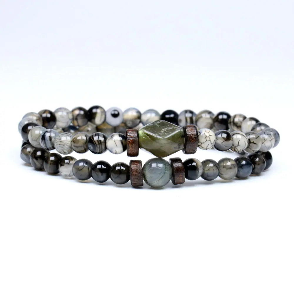 Trend Men'S Bracelet Lava Stone Labradorite Moonstone Beads Bracelet Chakra Yoga Wood Bead Bracelet for Men Jewelry Bileklik