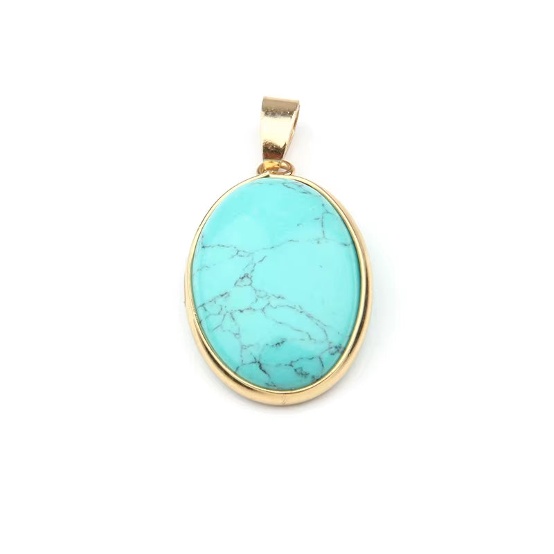 Natural Stone Agates Pendant Oval Shape Pendants for Jewelry Making DIY Necklace Accessories Size 3.6*1.9*0.7Cm