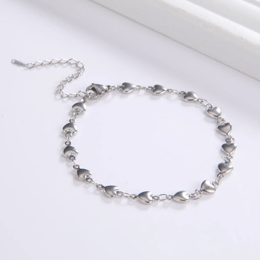 Fashion Heart Chain Foot Anklet for Women Girl Stainless Steel Beach Leg Ankle Bracelet Unfading Jewelry Best Friend Gift