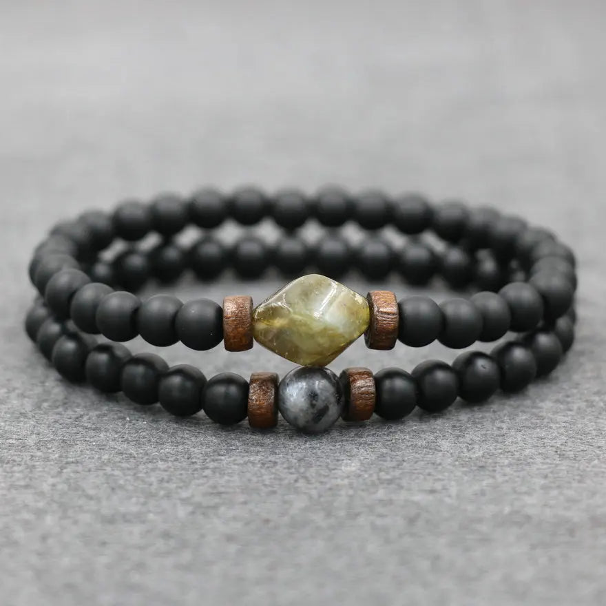 Trend Men'S Bracelet Lava Stone Labradorite Moonstone Beads Bracelet Chakra Yoga Wood Bead Bracelet for Men Jewelry Bileklik
