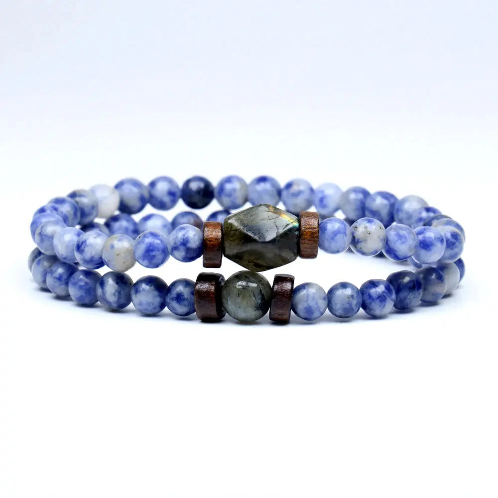 Trend Men'S Bracelet Lava Stone Labradorite Moonstone Beads Bracelet Chakra Yoga Wood Bead Bracelet for Men Jewelry Bileklik