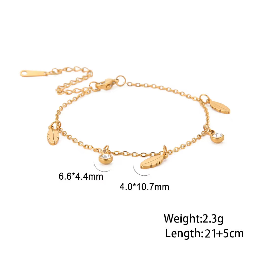 Bohemia Heart Crystal Leg Ankle Bracelet Gold Color Stainless Steel Beach Foot Chain Anklet Jewelry Gift for Women Girls