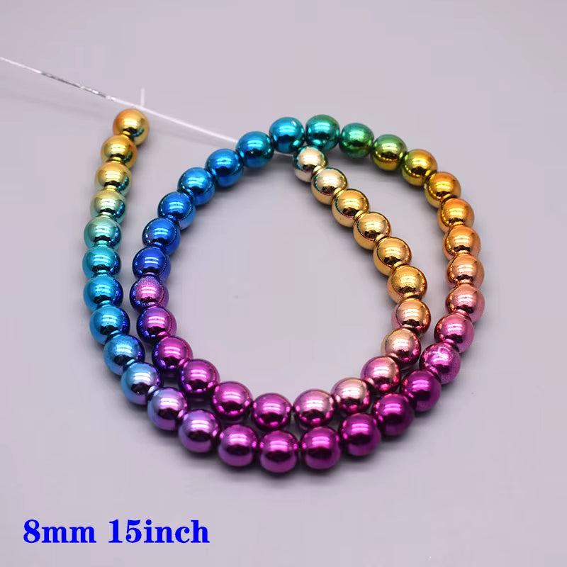 Gradual Change Rainbow Natural Stone Hematite Beads Star Arrow Heart round Loose Spacer Beads for Jewelry Making DIY Bracelet