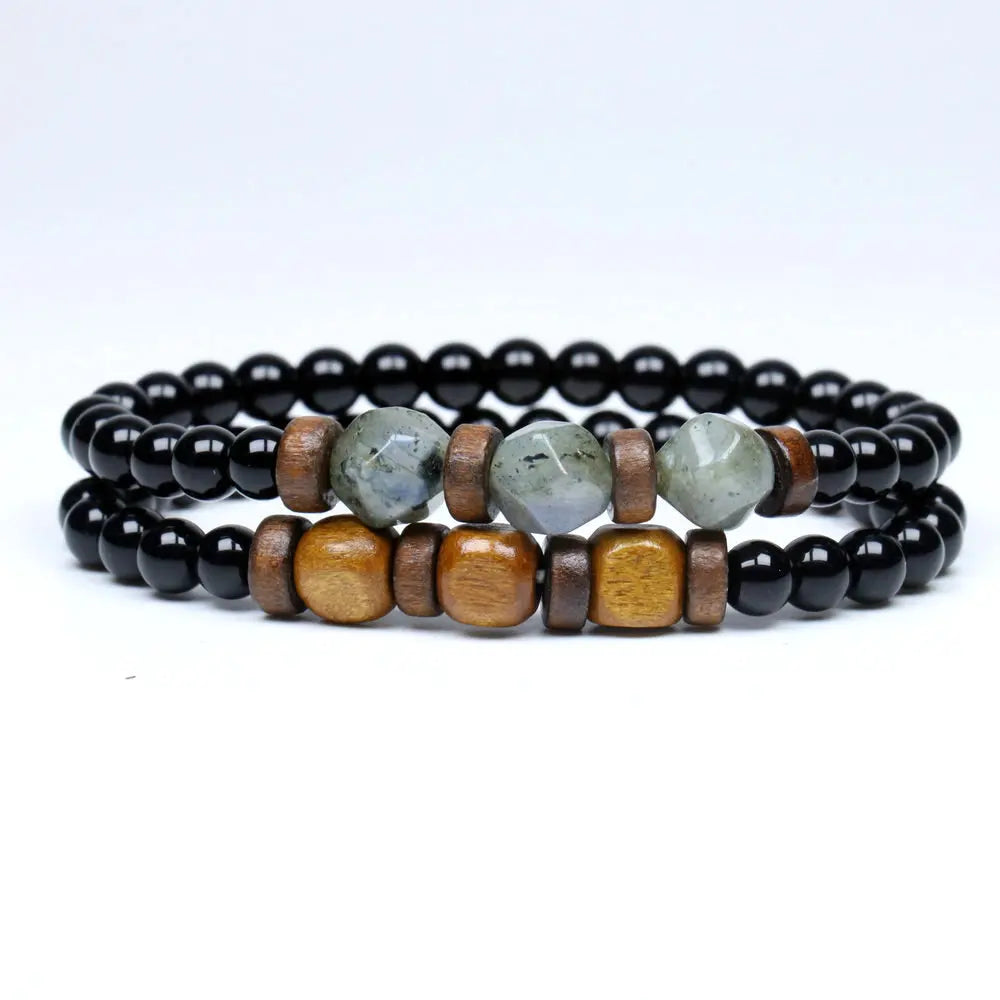 Trend Men'S Bracelet Lava Stone Labradorite Moonstone Beads Bracelet Chakra Yoga Wood Bead Bracelet for Men Jewelry Bileklik