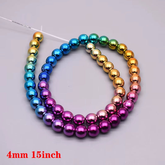 Gradual Change Rainbow Natural Stone Hematite Beads Star Arrow Heart round Loose Spacer Beads for Jewelry Making DIY Bracelet