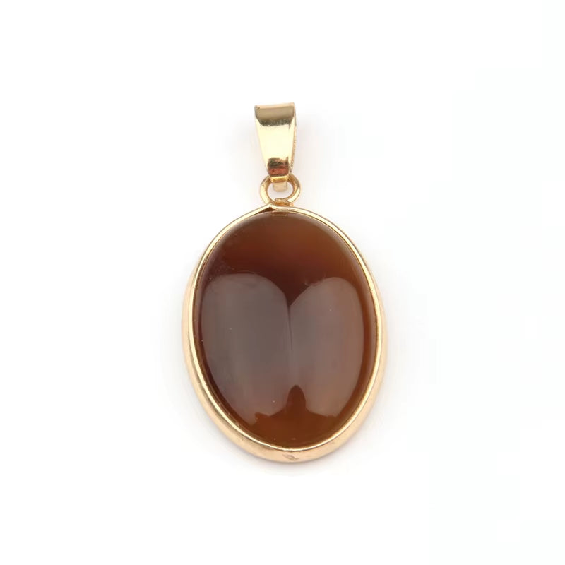 Natural Stone Agates Pendant Oval Shape Pendants for Jewelry Making DIY Necklace Accessories Size 3.6*1.9*0.7Cm